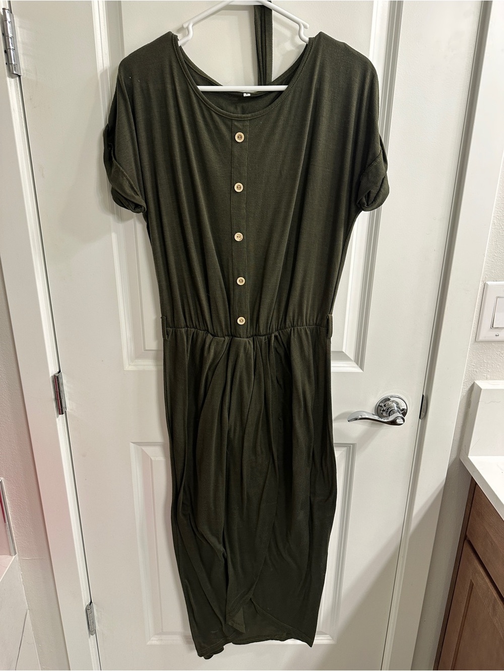 No Brand Olive Green Button-Front Dress with tie - women’s large